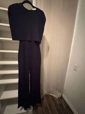 Club L London Black Wide-Leg Jumpsuit with Cropped Overlay